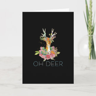 Oh Cerf Mignon Carte de Vœux Pliée au Minimum Coul