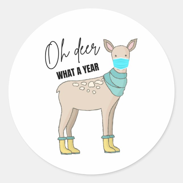Oh Cerf Quelle Année Autocollants de Noël (Devant)