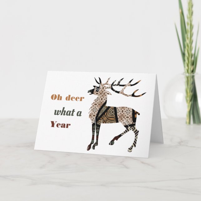 Oh Cerf Quelle Année Carte De Vacances Pliée (Devant)