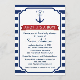 Oh ! C'est un garçon ! Invitation de baby shower