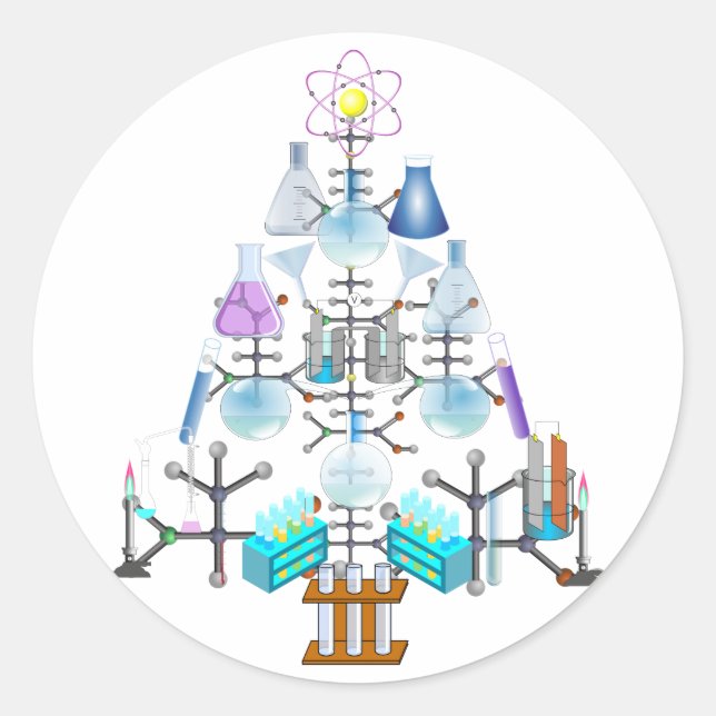 Oh Chemie, Oh Christbaum Runder Aufkleber (Vorderseite)