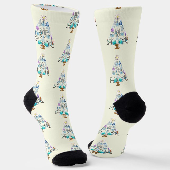 Oh Chemie, Oh Christbaum Weihnachten Socken (Gewinkelt)