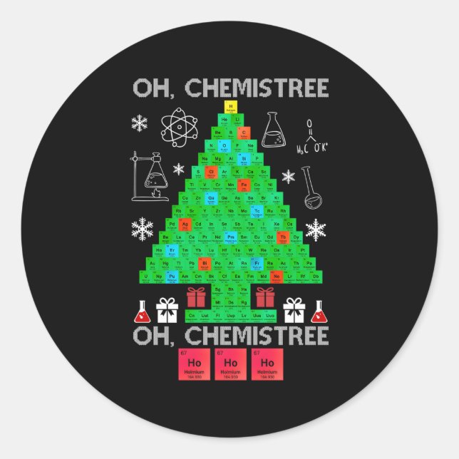 Oh Chemist Tree Chemistree Chemie Chemie Runder Aufkleber (Vorderseite)