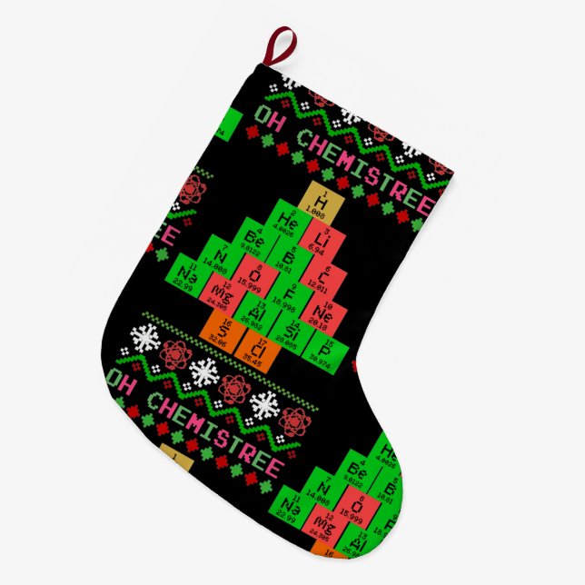 Oh Chemistream - hässlicher Weihnachtssüßer für Ch Großer Weihnachtsstrumpf (Vorderansicht (hängend))