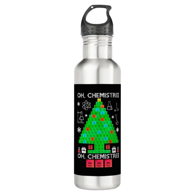 Oh Chemistree Chemist Tree Funny Science Weihnacht Edelstahlflasche (Vorderseite)