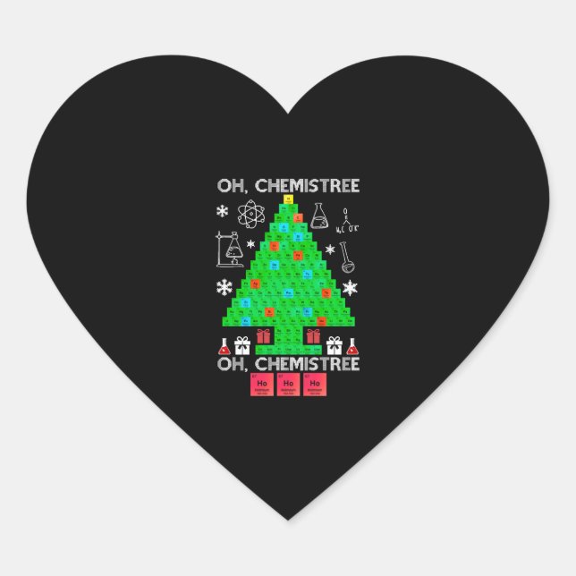Oh Chemistree Chemist Tree Funny Science Weihnacht Herz-Aufkleber (Vorderseite)
