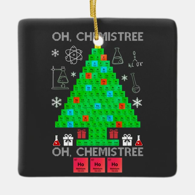 Oh Chemistree Chemist Tree Funny Science Weihnacht Keramikornament (Vorderseite)