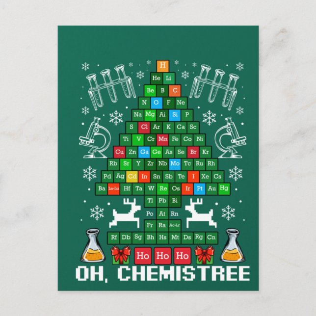 Oh Chemistree Christmas Chemistry Science Periodic Postkarte (Vorderseite)