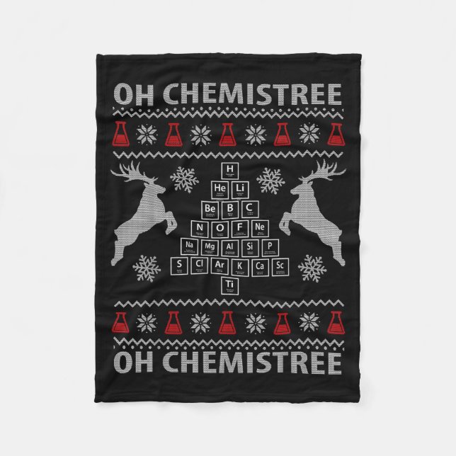 Oh Chemistree Ugly Christmas Sweater Science Stude Fleecedecke (Vorderseite)