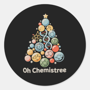 Oh Chemistree Wissenschaft Chemie Labor Weihnachte Runder Aufkleber