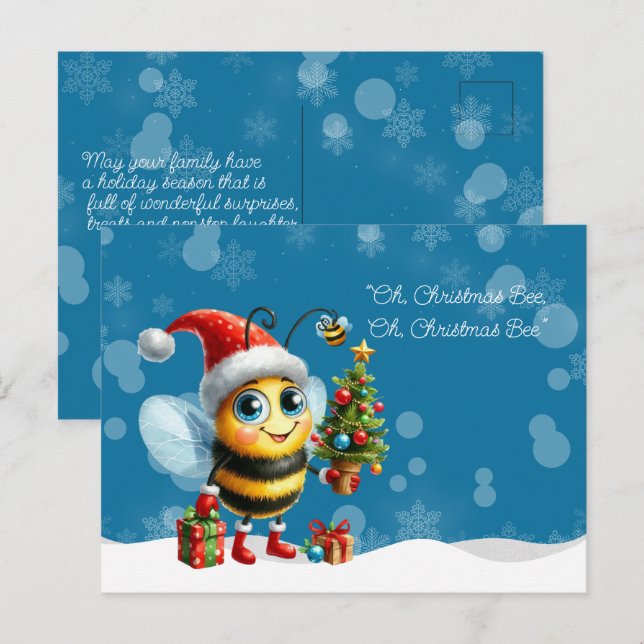 "Oh, Christmas BEE, Oh, Christmas BEE" Postkarte (Vorne/Hinten)