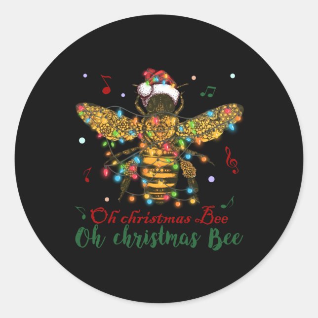 Oh Christmas Bee | Oh Christmas Bee Runder Aufkleber (Vorderseite)
