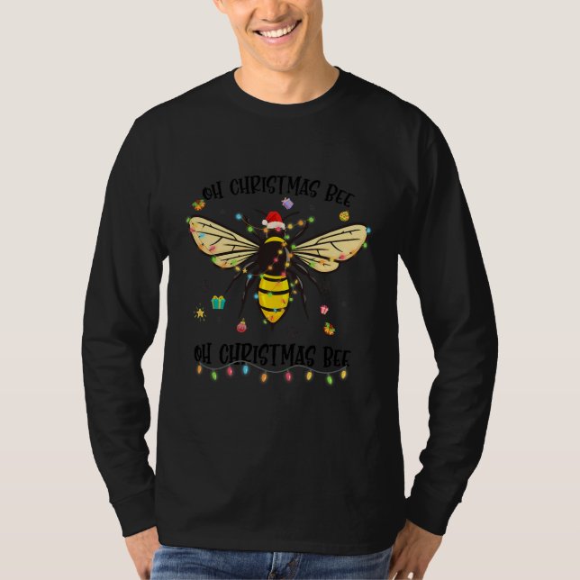 Oh Christmas Bee Santa Hat Light Christmas  T-Shirt (Vorderseite)
