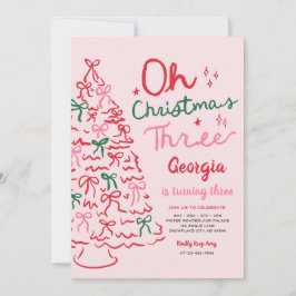 Oh Christmas Three Coquette Christmas 3rd Birthday Einladung