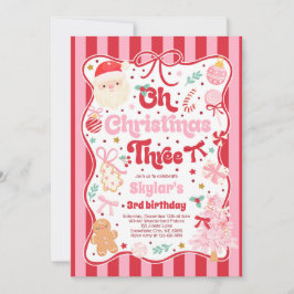 Oh Christmas Tree Coquette Bow 3rd Birthday Einladung