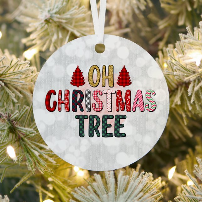Oh Christmas Tree Kariert Word Art Ornament Aus Metall (InSitu)