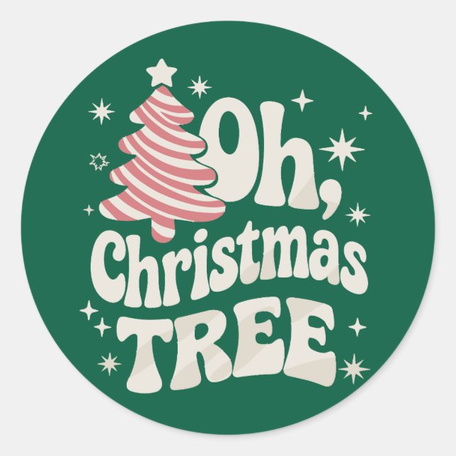 Oh Christmas Tree Light Merry Christmas Xmas  Runder Aufkleber (Vorderseite)