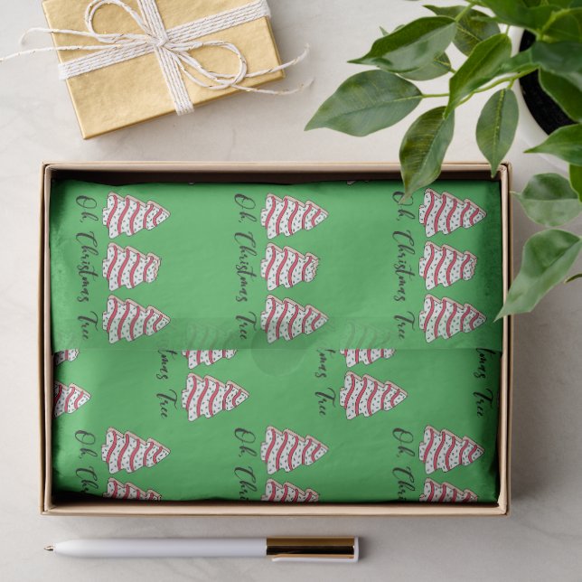 Oh Christmas Tree Little Debbie Cakes Gift Wrap Seidenpapier (Geschenk)