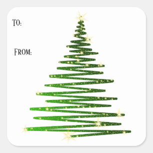 Oh Christmas Tree Square Sticker Weihnachtsmarken