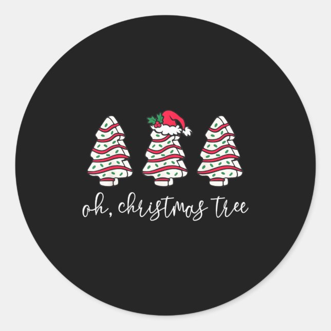 Oh Christmas Tree Sweater Christmas Tree Cake Farm Runder Aufkleber (Vorderseite)