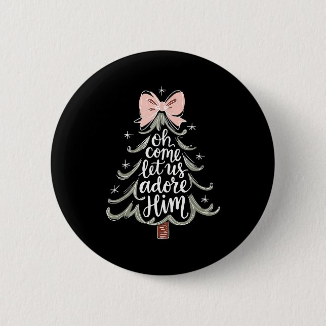 Oh Come Let Us Adore Him Nativity Christmas Tree C Button (Vorderseite)