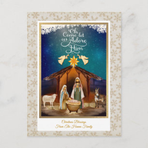 "Oh Come Let Us Adore Him" Weihnachten Geburt Chri Postkarte