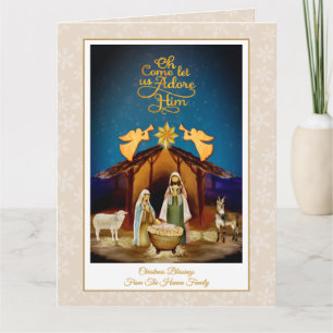 "Oh Come Let Us Adore Him" Weihnachten Geburt Jesu Karte