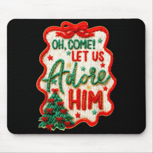 Oh Come Let Us Adore Him Yarn Crochet Nativity Chr Mousepad