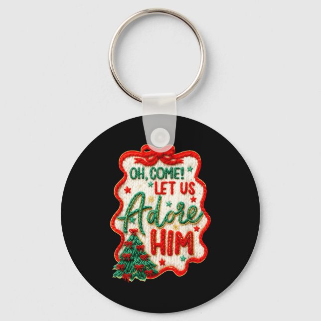 Oh Come Let Us Adore Him Yarn Crochet Nativity Chr Schlüsselanhänger (Vorderseite)