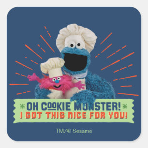 Oh Cookie Monster! Ich habe das hier für dich Quadratischer Aufkleber