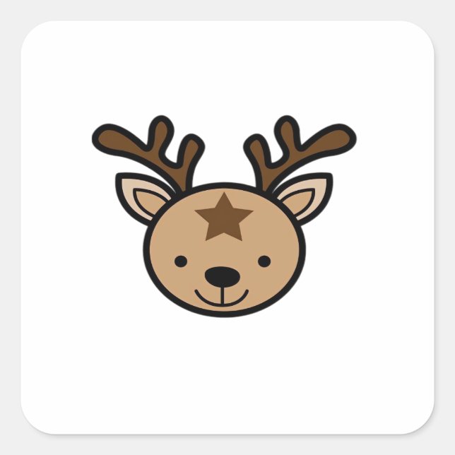 Oh Cute Deer Minimal Design  Quadratischer Aufkleber (Vorderseite)