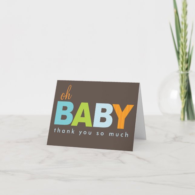 Oh danken Baby-modernes Baby Ihnen Dankeskarte (Vorderseite)