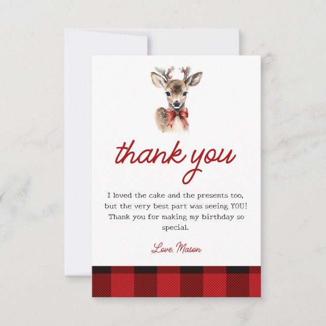 Oh Dee Christmas Deer Birthday Danke, dass ihr Kar Dankeskarte (Vorderseite)
