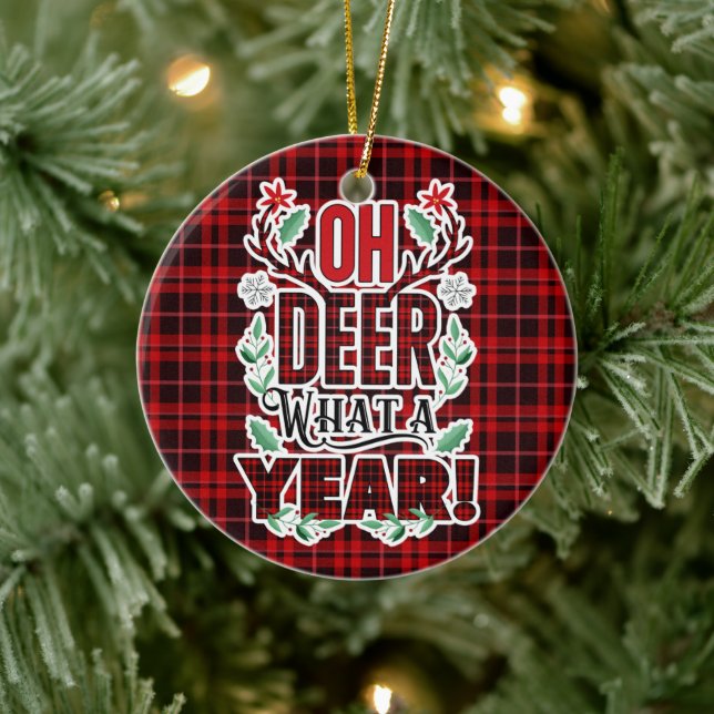 Oh Dee Was für ein Jahr Weihnachten Foto Keramik Ornament (Baum)