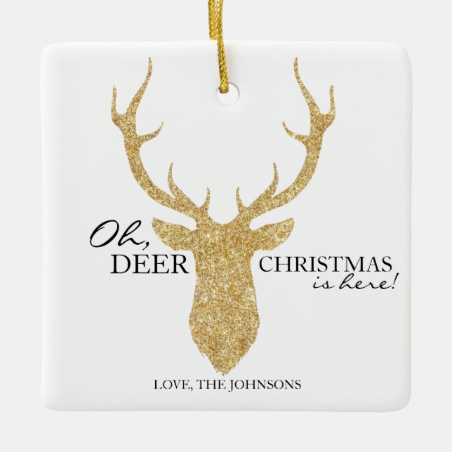 Oh Dee Weihnachten ist hier Imitate Gold Glitzer D Keramikornament (Vorderseite)