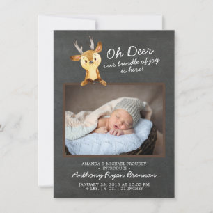 Oh Deer Baby Boys Photo Faire-part de naissance