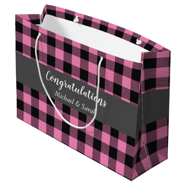 Oh Deer Baby Dusche Pink Große Geschenktüte (Rückseite Schrägansicht)