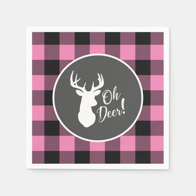 Oh Deer Baby Dusche Pink Serviette (Vorderseite)