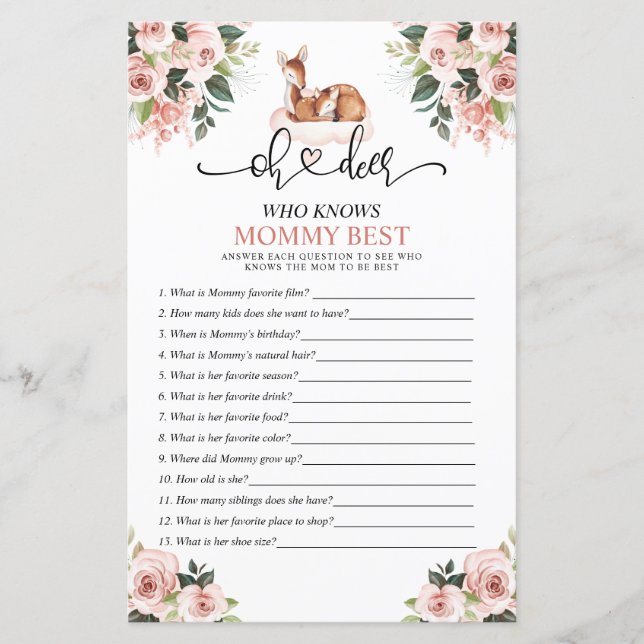 Oh Deer Baby Floral, die Mama Best Baby Game kennt (Vorderseite)