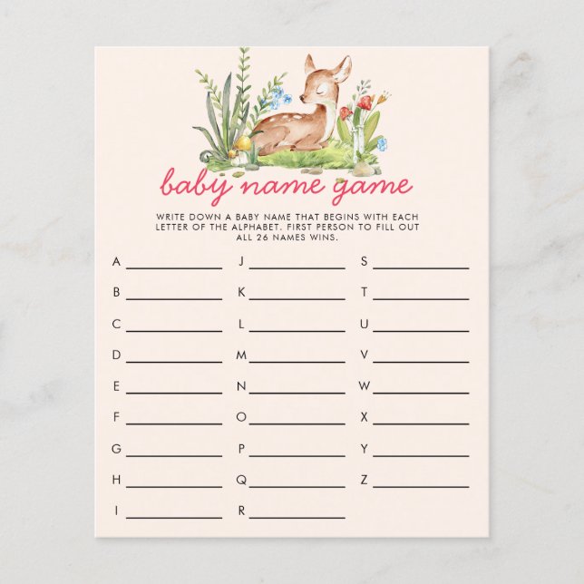 Oh Deer Baby Name Dusche Spiel (Vorderseite)