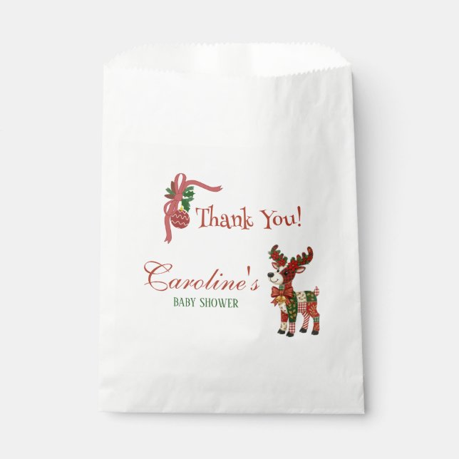 Oh, Deer! Baby’s Here! – Christmas Baby Shower Geschenktütchen (Vorderseite)
