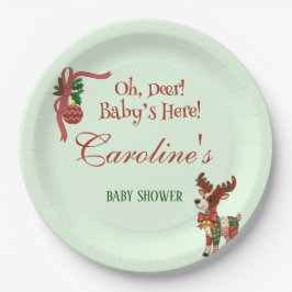 Oh, Deer! Baby’s Here! – Christmas Baby Shower Pappteller