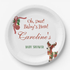 Oh, Deer! Baby’s Here! – Christmas Baby Shower Pappteller