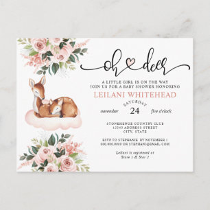 Oh Deer Baby shower aquarelle Invitation floral