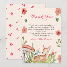 Oh Deer Baby shower Carte de remerciements