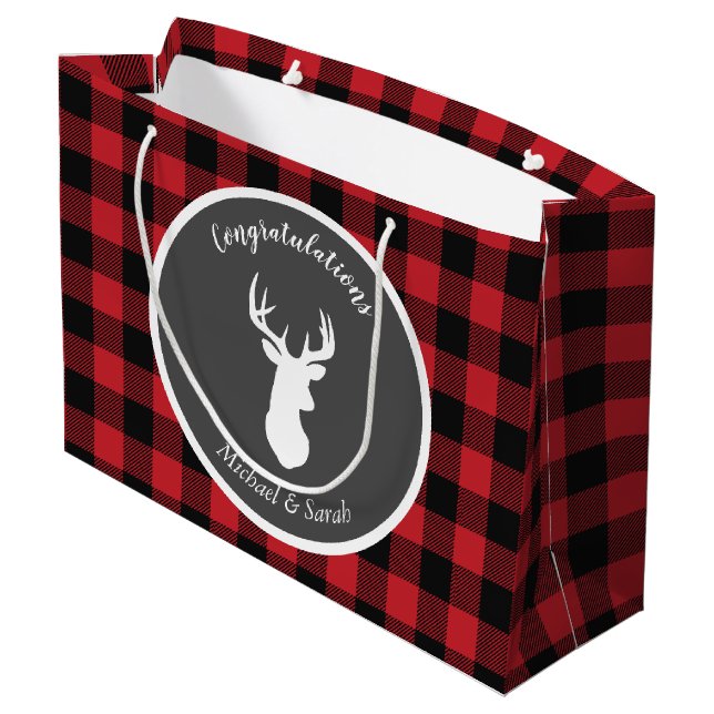 Oh Deer Baby Shower Große Geschenktüte (Rückseite Schrägansicht)
