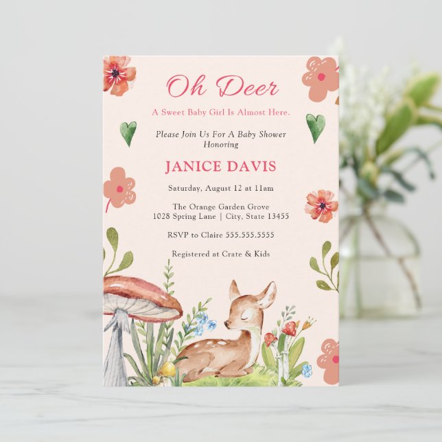 Oh Deer Baby Shower Invitations (Debout devant)