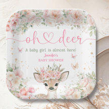 Oh Deer Baby Shower Mädchen Rosa Florales Papier