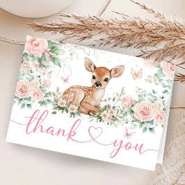 Oh Deer Baby shower rose Carte de remerciements pl