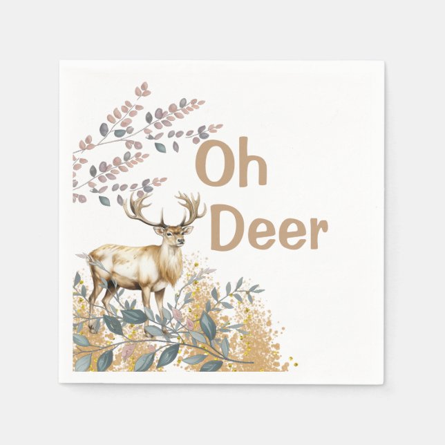 Oh Deer Baby Shower Serviette (Vorderseite)